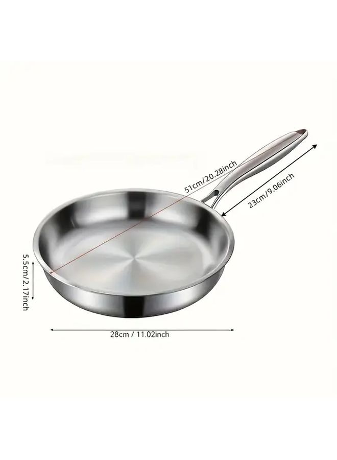 Stainless Steel Nonstick Frying Pan 11.02 Inch Flat Bottom for Gas Induction - Image 4