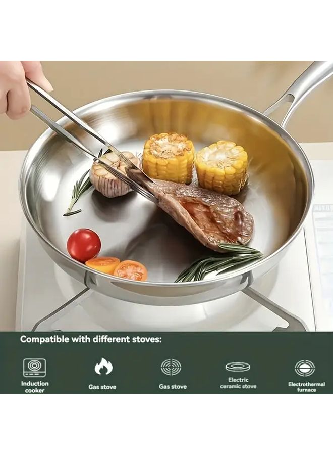 Stainless Steel Nonstick Frying Pan 11.02 Inch Flat Bottom for Gas Induction - Image 2
