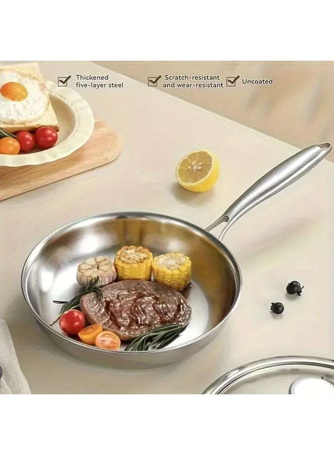 Stainless Steel Nonstick Frying Pan 11.02 Inch Flat Bottom for Gas Induction - Image 1