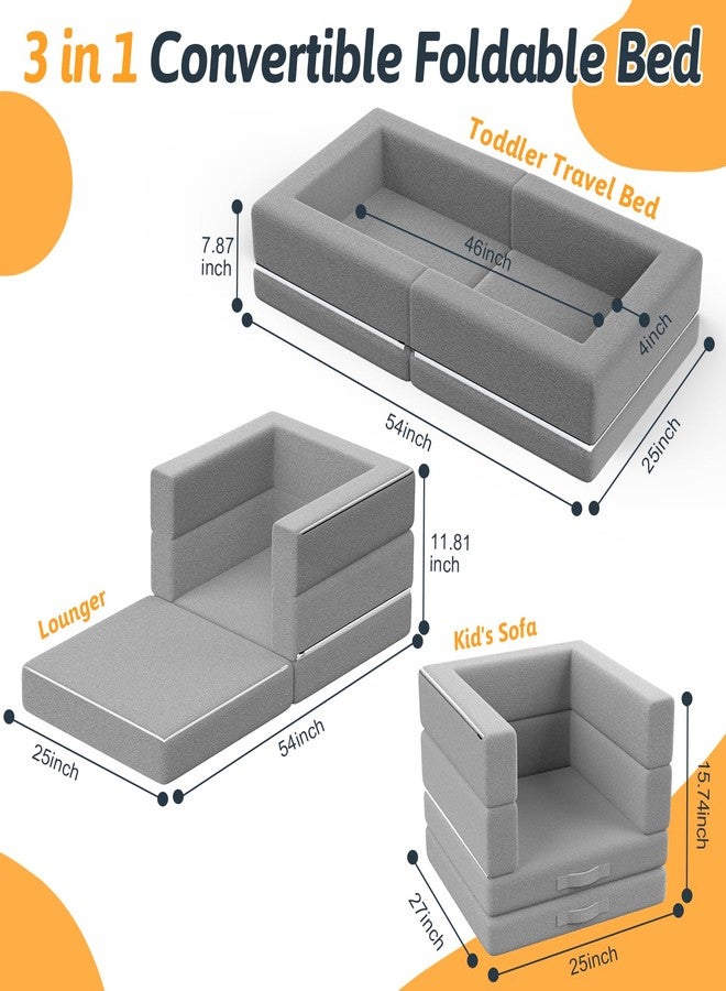 Abdtech Portable Toddler Travel Bed: Foldable & Soft - 3-in-1 Convertible Portable Folding Floor Bed with Washable Cloth Cover - Ideal for Vacation,Camping and Sleepover（54 inches,Grey） - Image 2