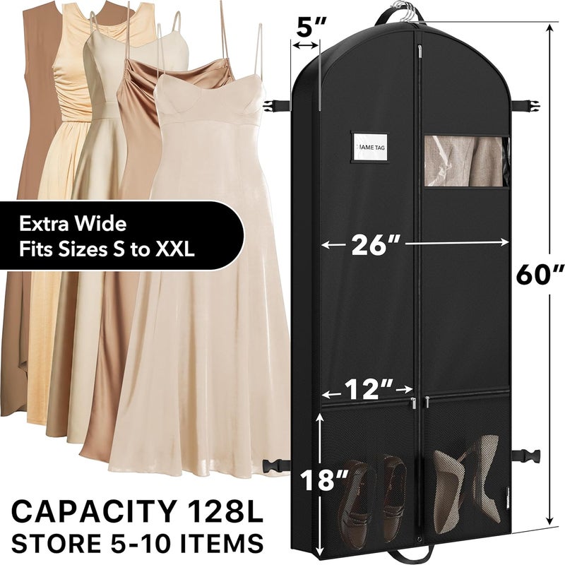 Simple Houseware 60'' Travel Garment Bag with Pockets for Suits, Dresses, Coats, Tuxedos, Heavy Duty 300D Polyester - Image 1