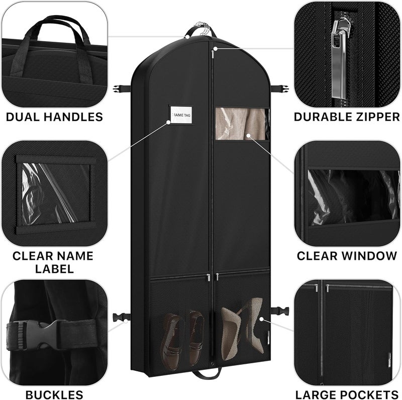 Simple Houseware 60'' Travel Garment Bag with Pockets for Suits, Dresses, Coats, Tuxedos, Heavy Duty 300D Polyester - Image 3