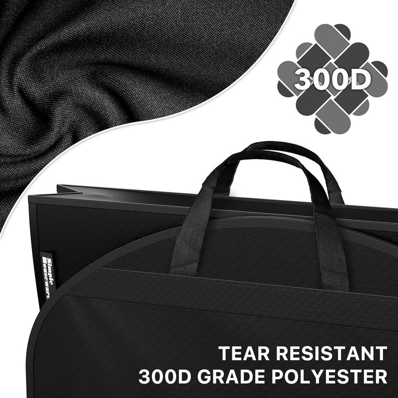 Simple Houseware 60'' Travel Garment Bag with Pockets for Suits, Dresses, Coats, Tuxedos, Heavy Duty 300D Polyester - Image 2