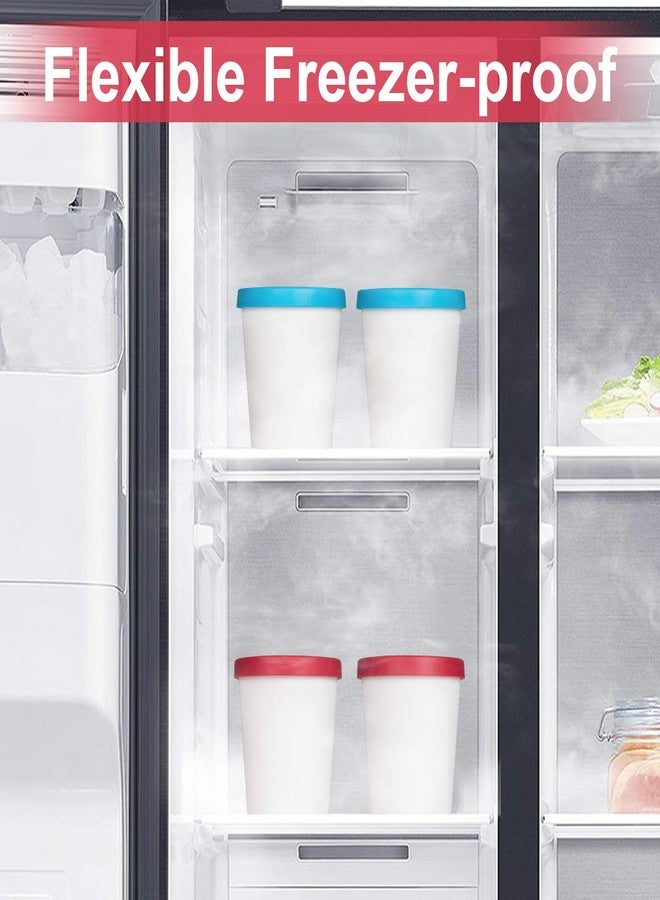 DUNCHATY Ice Cream Containers for Homemade Ice Cream, BPA-Free Reusable Freezer Storage Tubs with Airtight Silicone Lids, Dishwasher Safe, Stackable, Red, Set of 2 (1 Quart Each) - Image 4