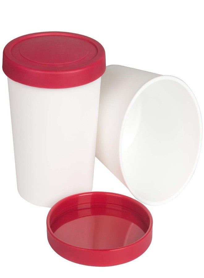 DUNCHATY Ice Cream Containers for Homemade Ice Cream, BPA-Free Reusable Freezer Storage Tubs with Airtight Silicone Lids, Dishwasher Safe, Stackable, Red, Set of 2 (1 Quart Each) - Image 1