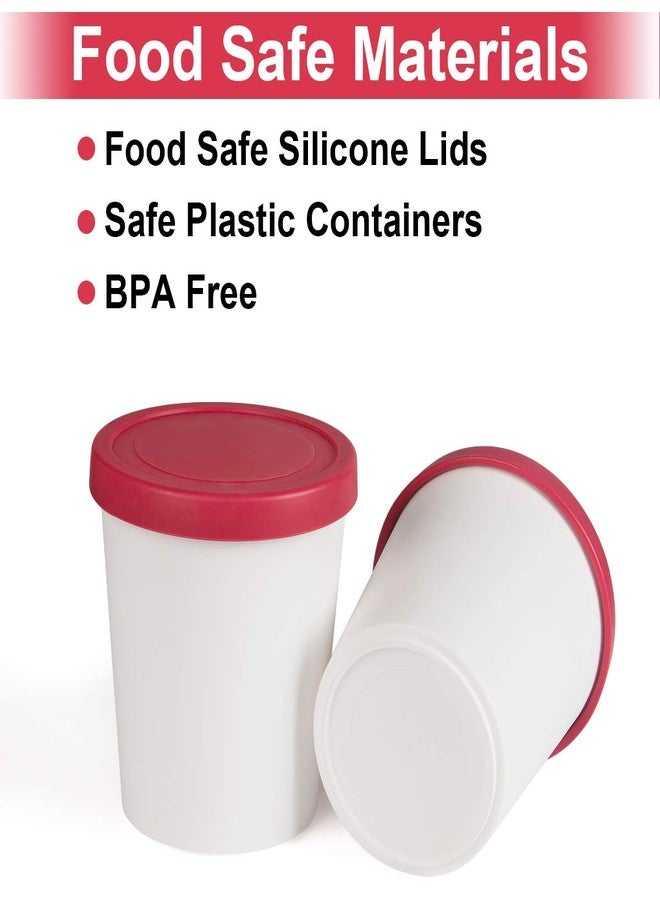 DUNCHATY Ice Cream Containers for Homemade Ice Cream, BPA-Free Reusable Freezer Storage Tubs with Airtight Silicone Lids, Dishwasher Safe, Stackable, Red, Set of 2 (1 Quart Each) - Image 2