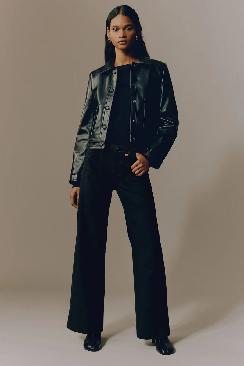 اتش اند ام بنطلون بقصة واسعة من نسيج تويل