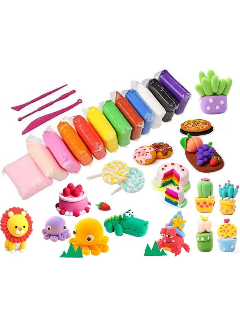 Ultra-lightweight, air-drying clay sculpting and shaping set with 12 sculpting tools for girls and boys - Image 1