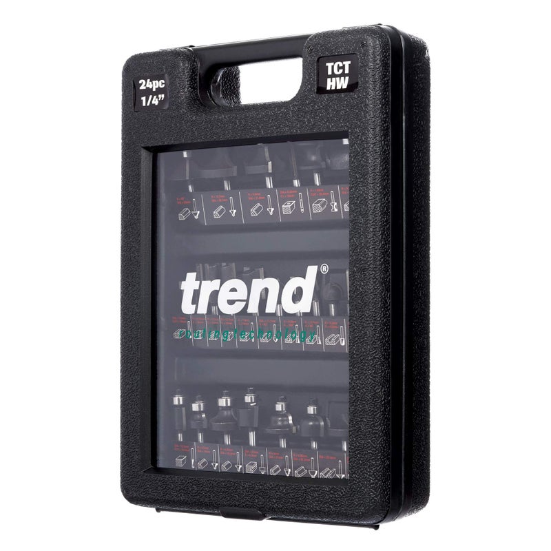 تريند الاتجاه 24 قطعة راوتر بت كاتب مجموعة 1/4 بوصة عرقوب كربيد التنغستن يميل حقيبة للتخزين وشملت مجموعة/Ss24X1/4Tc - Image 2