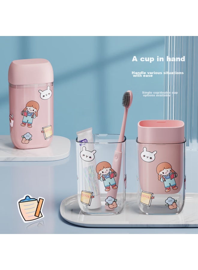 ETRAVEL Etravel Travel Mini Toiletry Cup, Toothbrush Holder Set, Mouthwash Cup, Toothbrush Cup, Storage Box, Empty Cup, Beier Pink - Image 3