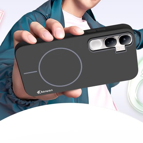 KARWAN®️ Magnetic Wireless Ultra Slim-Fit Back Case Cover for Vivo Y400 |Hard PC Case Cover| Ultra-Thin & Light Weight with [Ultra Premium Feel] Case for Vivo Y400 (6.67") (Black) - Image 5
