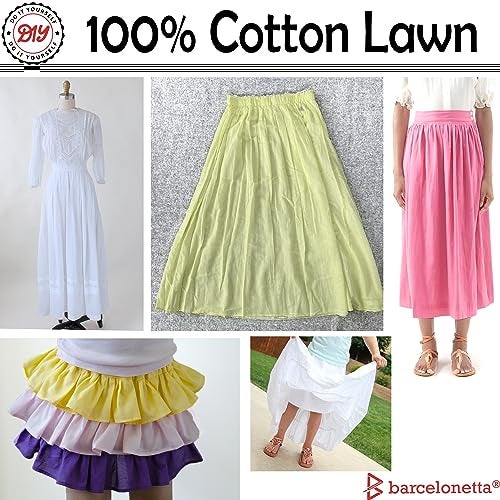 Barcelonetta | Cotton Lawn Fabric | Lining Fabric | 100% Cotton | Thin | 58" Wide | Sewing, Air Feel Layer | Cloth, Solid (White, 5 Yard) - Image 4