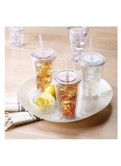 KASTWAVE Water Cup 500ML Straw Cup Sports Cup Double-Walled Ice Cold Drink Coffee Juice Tea Cup With Reusable Straw Smoothie Mug Plastic cups Perfect for Parties, Birthdays, Customization  - Image 2