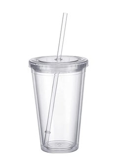 KASTWAVE Water Cup 500ML Straw Cup Sports Cup Double-Walled Ice Cold Drink Coffee Juice Tea Cup With Reusable Straw Smoothie Mug Plastic cups Perfect for Parties, Birthdays, Customization  - Image 1