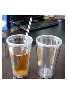 KASTWAVE Water Cup 500ML Straw Cup Sports Cup Double-Walled Ice Cold Drink Coffee Juice Tea Cup With Reusable Straw Smoothie Mug Plastic cups Perfect for Parties, Birthdays, Customization  - Image 3
