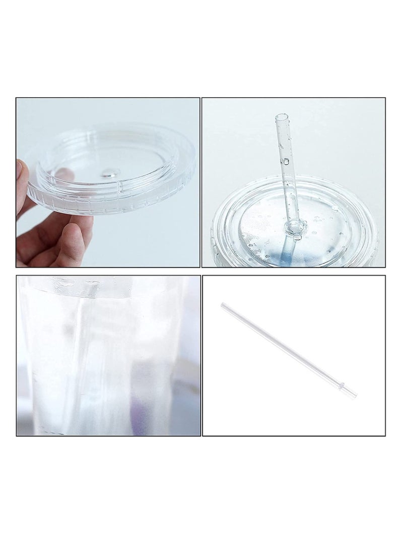 KASTWAVE Water Cup 500ML Straw Cup Sports Cup Double-Walled Ice Cold Drink Coffee Juice Tea Cup With Reusable Straw Smoothie Mug Plastic cups Perfect for Parties, Birthdays, Customization  - Image 5