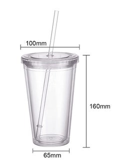 KASTWAVE Water Cup 500ML Straw Cup Sports Cup Double-Walled Ice Cold Drink Coffee Juice Tea Cup With Reusable Straw Smoothie Mug Plastic cups Perfect for Parties, Birthdays, Customization  - Image 4
