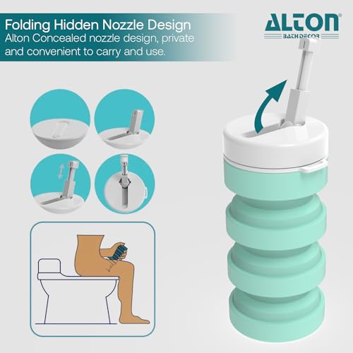 ALTON SHR20240, Non-Electric Collapsible Toilet Portable Bidet, Retractable Travel Bidet, Green, 300ML | Jet Spray for Toilet | Health Faucet - Image 2