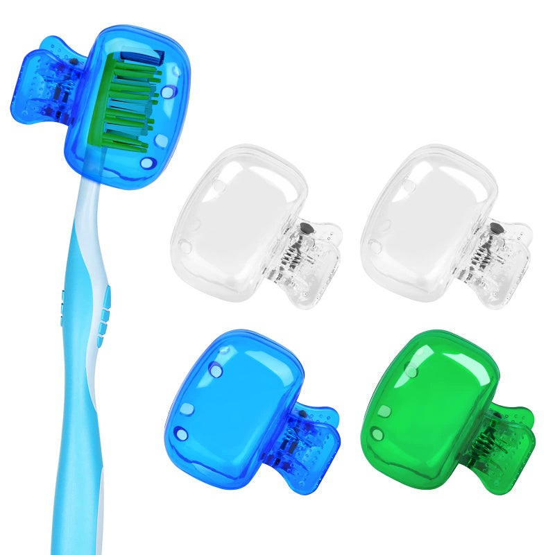 Eaezerav 4 Pack Toothbrush Covers Portable Plastic Toothbrush Head Case for Travel Business Camping School Home