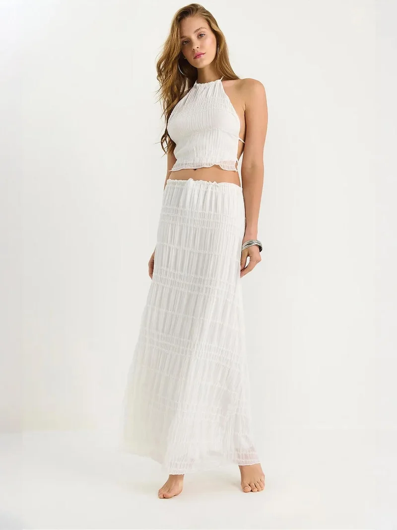 LUCCI Textured Striped Tulle Two-Piece Set