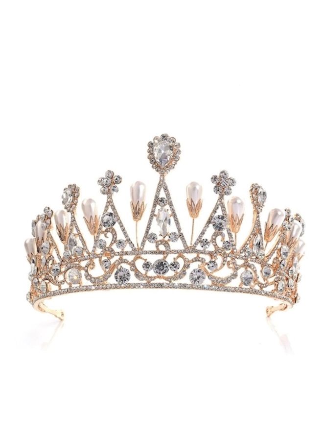 NIBEMINENT Pearl Studded Bridal Crown  - Image 1