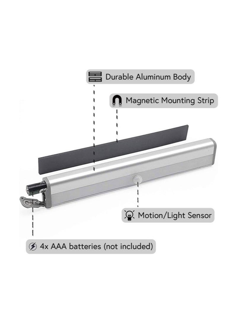 كيلا شريط إضاءة ليلي مزود بمستشعر حركة للغرفة، يمكن لصقه في أي مكان لاسلكي يعمل بالبطارية، 10 مصابيح LED لإضاءة خزانة الملابس (أبيض دافئ، عبوة من 3 قطع) - Image 4