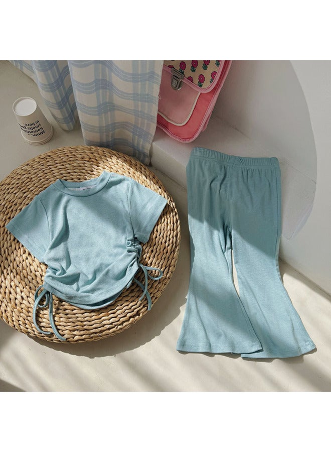Girls' Outfit New Stylish Children's Short-sleeve T-shirt Two-piece Set Baby Summer Clothing Trendy Summer Children's Wear