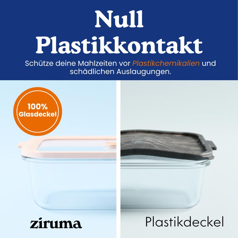Ziruma Non-Toxic 4 Pack - Glass Food Storage Containers With Lids â€“ Plastic Free, Airtight Meal Prep Containers, Multi-Size (12, 21, 35, 50 Oz), Microwave & Freezer Safe - Image 3