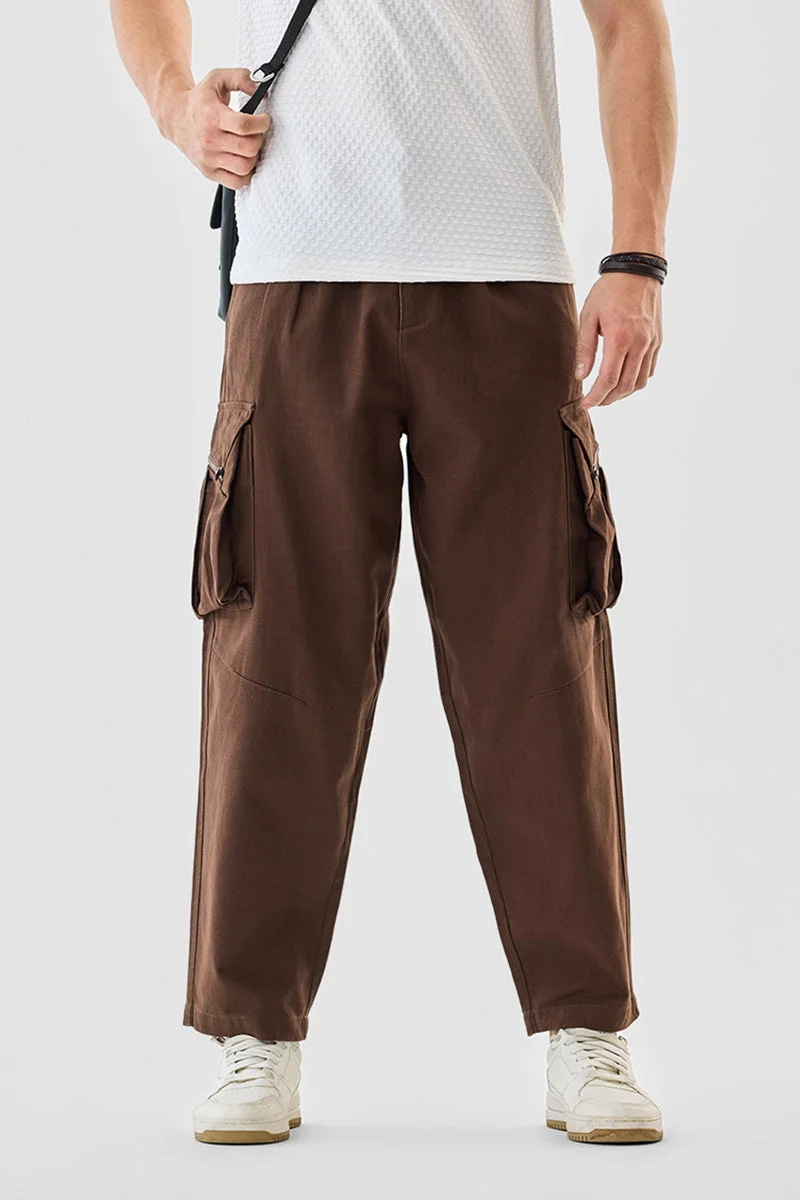 SNITCH بنطلون كارغو تويل بقصة مستقيمة