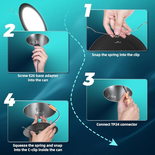 FREELICHT 6 Pack Retrofit LED Recessed Lighting 6 Inch, Selectable 2700K/3000K/4000K/5000K/6000K, Dimmable Flat LED Can Lights, 10W=110W, 1000LM, IC & Damp Rated, ETL & FCC, Black - Image 4