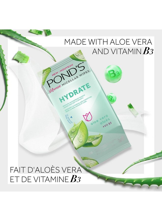 Pond's Vitamin Micellar Makeup Remover Wipes For Dry Skin Skin Care Hydrating Aloe Vera Daily Face Wipes Remove Dirt Waterproof Makeup 25 Count 4 Pack  - Image 3