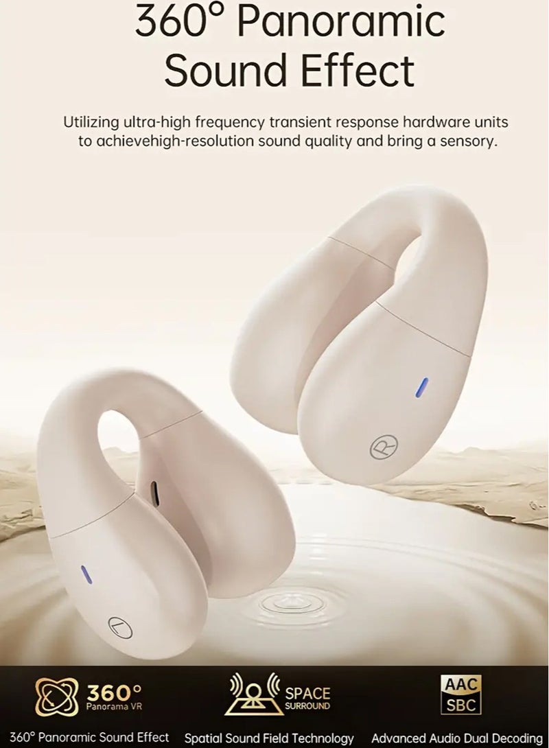 لانجسدام سماعات أذن لاسلكية مفتوحة جديدة بتقنية البلوتوث 5.3، سماعات أذن رياضية مع ميكروفون، مقاومة للماء، وقت تشغيل 7 ساعات بشحن واحد، متوافقة مع Android/iOS/Samsung، بيج - Image 3
