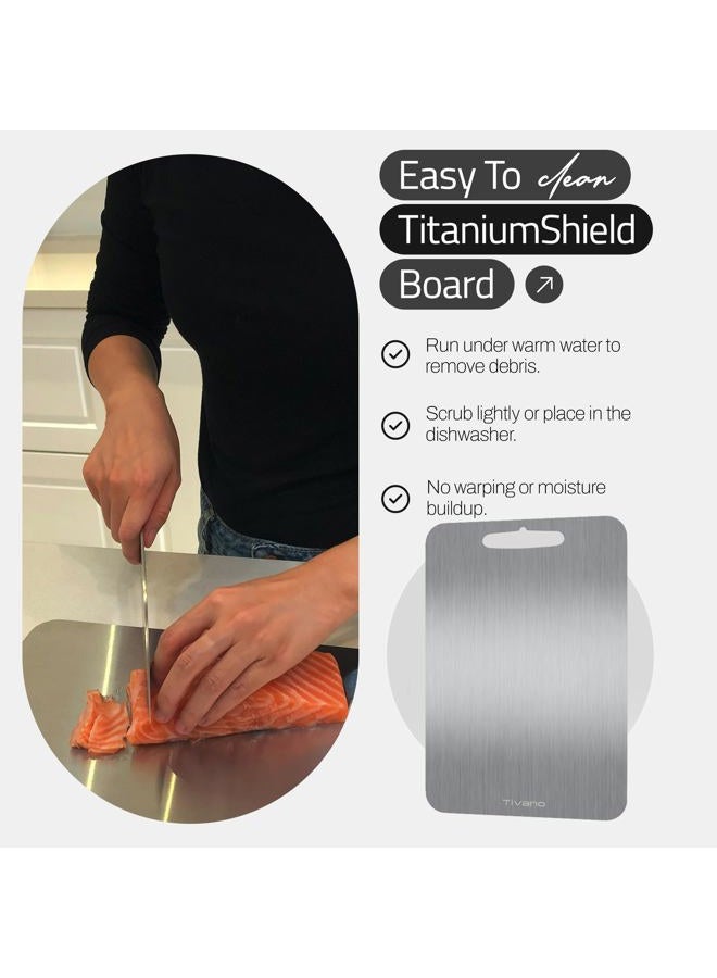 Tivano Original Tivano TitaniumShield Cutting Board 12"x8" Metal Pro | Ultra Durable, Dishwasher Safe, Heat Resistant, Odor & Stain Free, Knife Friendly, Non Toxic Kitchen Board (1) - Image 4