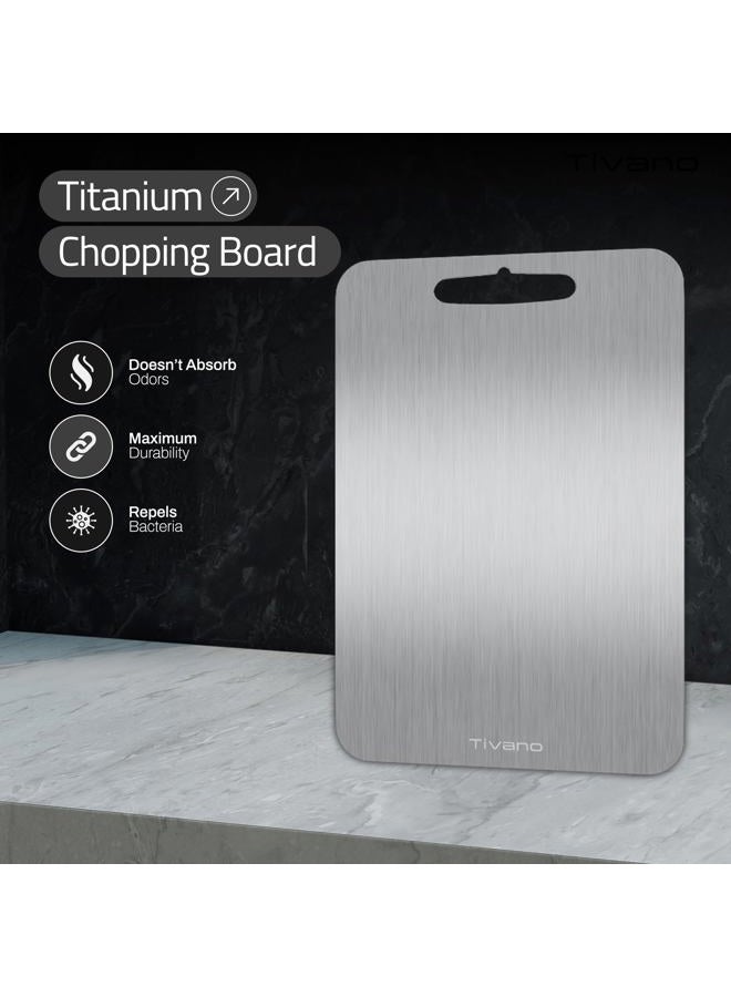 Tivano Original Tivano TitaniumShield Cutting Board 12"x8" Metal Pro | Ultra Durable, Dishwasher Safe, Heat Resistant, Odor & Stain Free, Knife Friendly, Non Toxic Kitchen Board (1) - Image 2