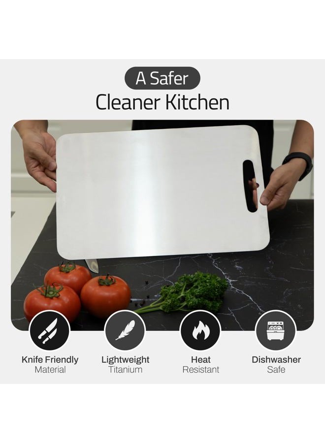 Tivano Original Tivano TitaniumShield Cutting Board 12"x8" Metal Pro | Ultra Durable, Dishwasher Safe, Heat Resistant, Odor & Stain Free, Knife Friendly, Non Toxic Kitchen Board (1) - Image 3