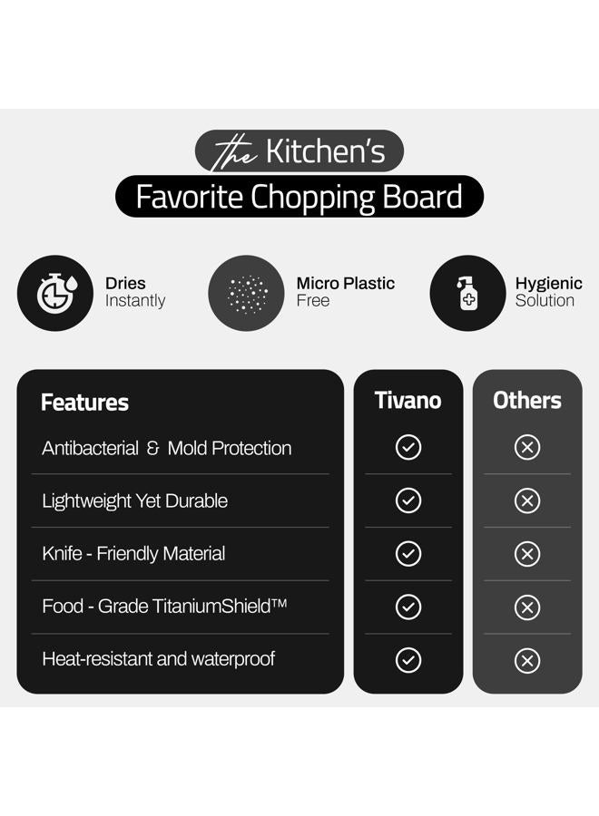 Tivano Original Tivano TitaniumShield Cutting Board 12"x8" Metal Pro | Ultra Durable, Dishwasher Safe, Heat Resistant, Odor & Stain Free, Knife Friendly, Non Toxic Kitchen Board (1) - Image 5