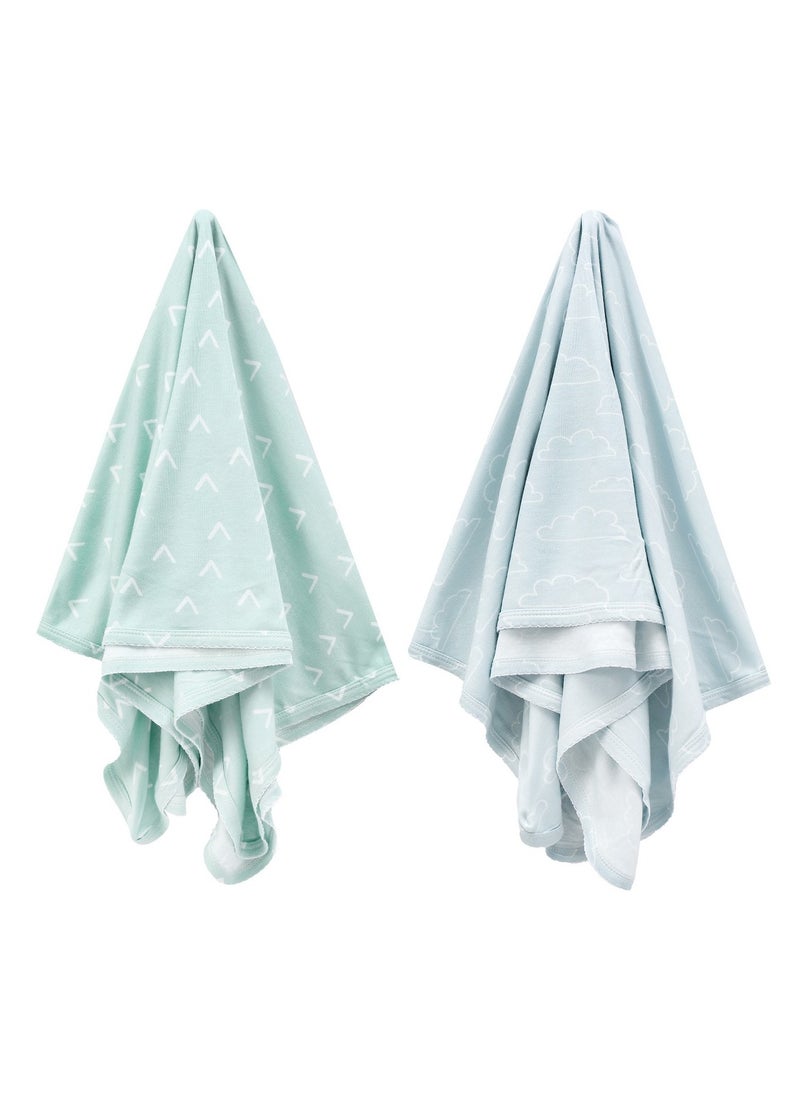 infancie - 2-Pack Bamboo Jersey Baby Swaddle Wraps (80 x 80 cm) Age- Newborn to 24 Months, Blue - Image 1