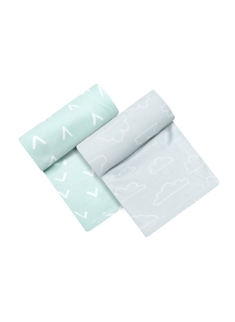 infancie - 2-Pack Bamboo Jersey Baby Swaddle Wraps (80 x 80 cm) Age- Newborn to 24 Months, Blue - Image 1