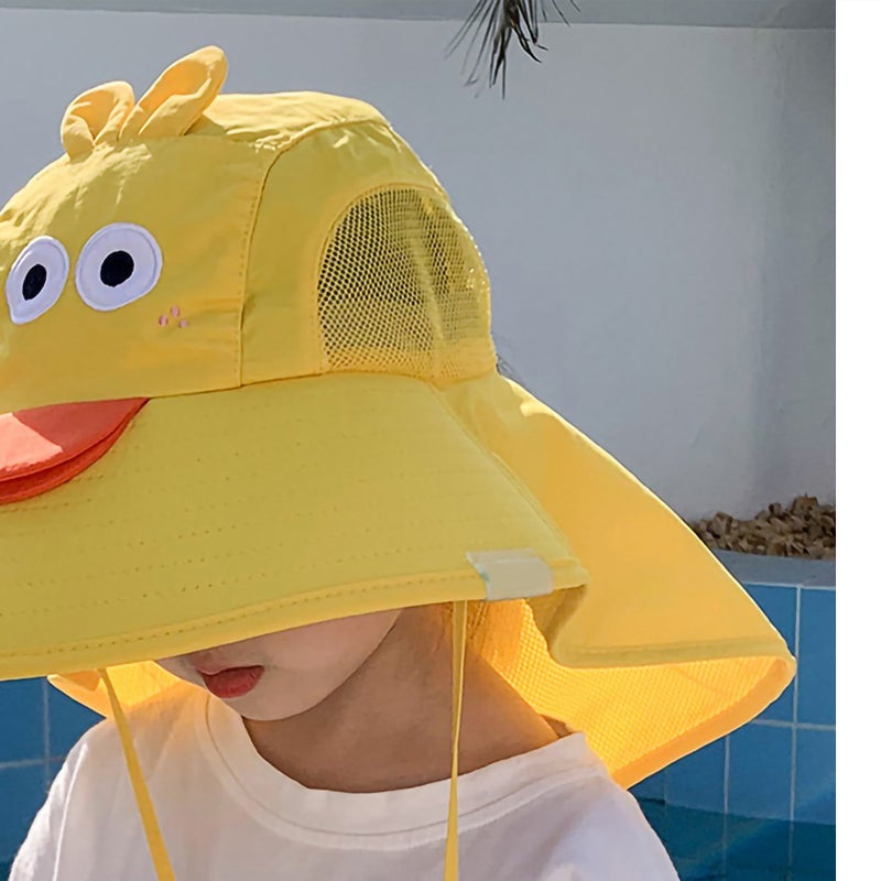 Children Summer Hat Lovely Big Brim Sunscreen Hat Fisherman Hat for Baby Boy Girl Yellow Free Size - Image 3