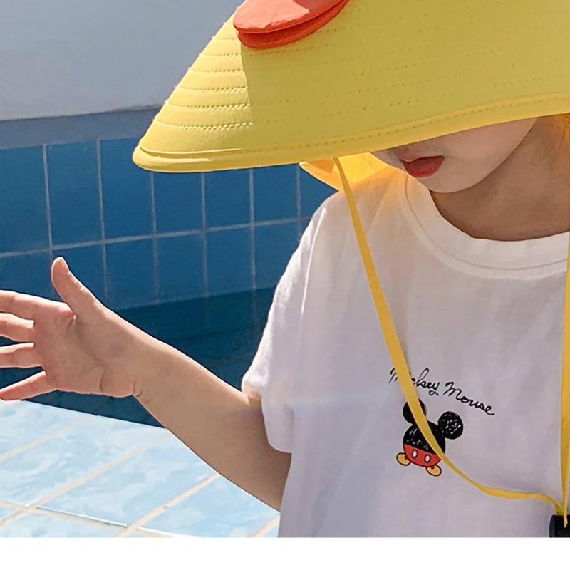 Children Summer Hat Lovely Big Brim Sunscreen Hat Fisherman Hat for Baby Boy Girl Yellow Free Size - Image 4