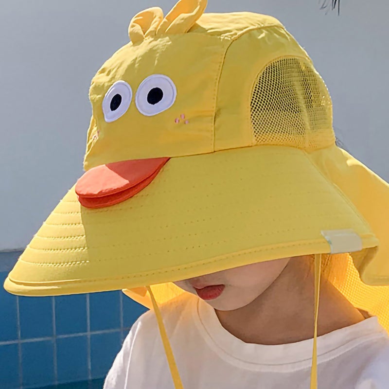 Children Summer Hat Lovely Big Brim Sunscreen Hat Fisherman Hat for Baby Boy Girl Yellow Free Size - Image 5