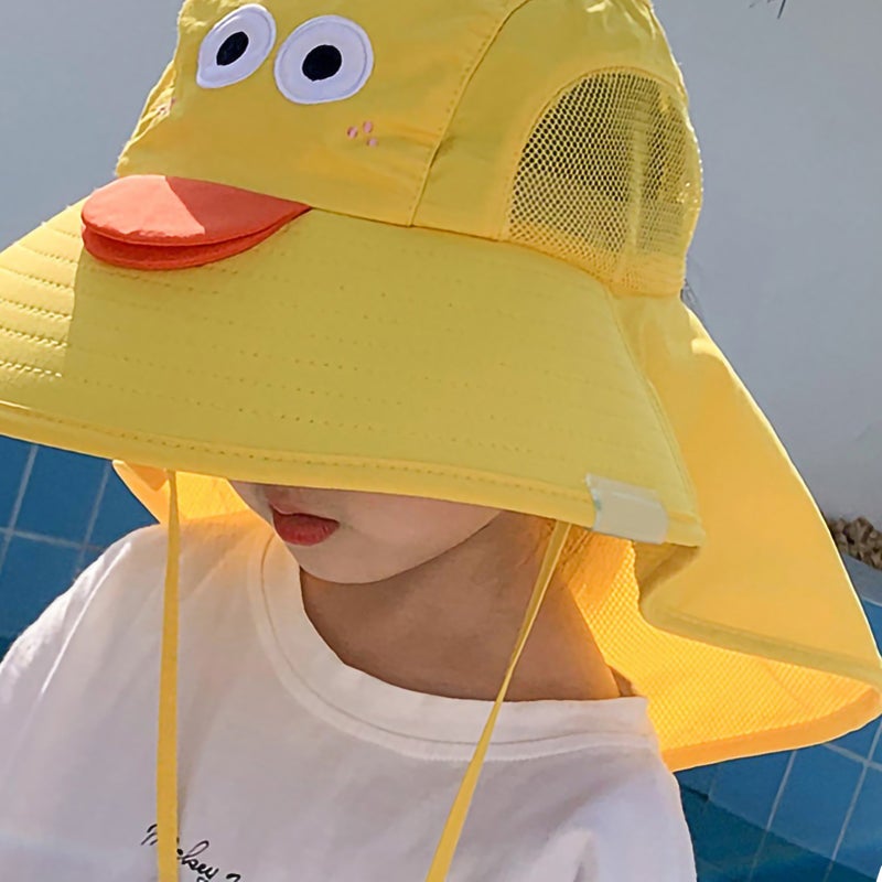 Children Summer Hat Lovely Big Brim Sunscreen Hat Fisherman Hat for Baby Boy Girl Yellow Free Size - Image 2
