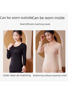 Generic Womens Modal Thermal Shirt Autumn Winter Round Neck 601 White  - Image 5