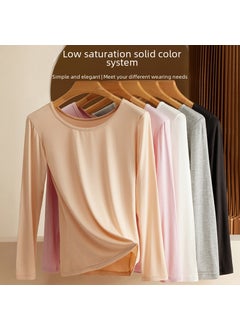 Generic Womens Modal Thermal Shirt Autumn Winter Round Neck 601 White  - Image 4