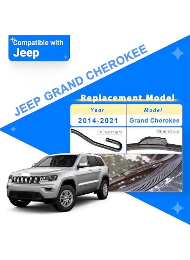 Generic - Windshield Wiper Blades Replacement for 2014-2021 Jeep Grand Cherokee Original Factory Quality Front Rear Wipers Blade Set for My Car - 22 21 11 (Pack of 3) - Image 1