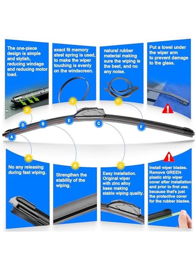Generic - Windshield Wiper Blades Replacement for 2014-2021 Jeep Grand Cherokee Original Factory Quality Front Rear Wipers Blade Set for My Car - 22 21 11 (Pack of 3) - Image 1