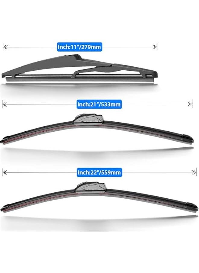 Generic - Windshield Wiper Blades Replacement for 2014-2021 Jeep Grand Cherokee Original Factory Quality Front Rear Wipers Blade Set for My Car - 22 21 11 (Pack of 3) - Image 1