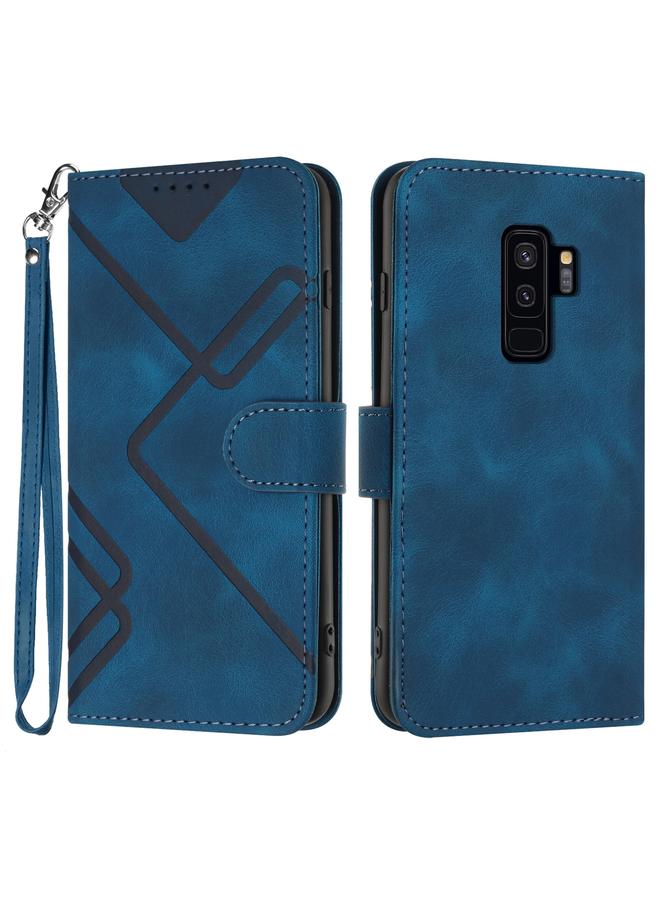 اس-توب جراب هاتف من الجلد بتصميم خطوط لهاتف Samsung Galaxy S9+ - Image 1