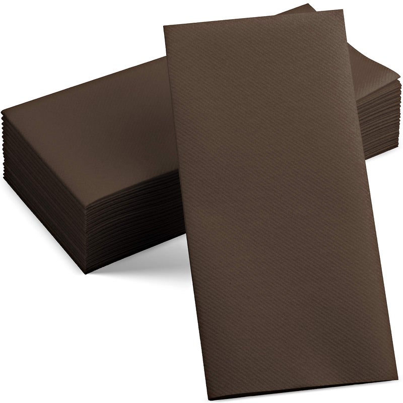 Servietto 50-Pack Disposable Linen-Feel Brown Napkins  12"" x 17"" Cloth-Like Paper Dinner Napkins for Wedding  Bathroom  Party Or Event  - Image 1
