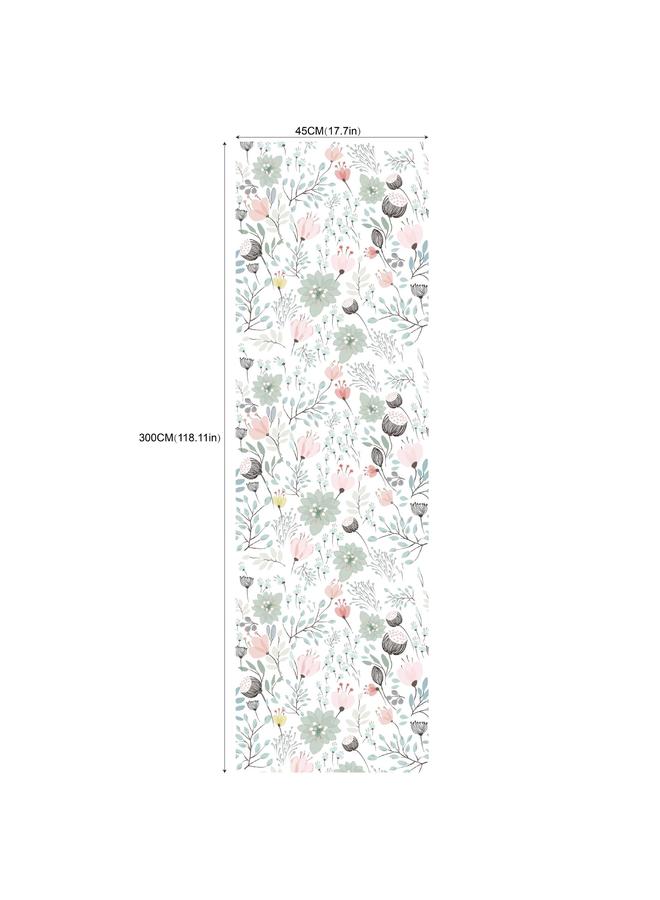 Bluejw Hot Selling Living Room Background Removable Wallpaper Pink Green Flowers Figure Seamless Self-adhesive Wallpaper RW585 * 302 - Image 1